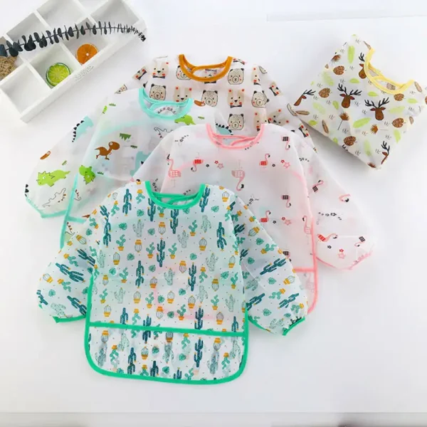 Infant Weaning Feeding Long-sleeved Waterproof Bib